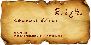 Rakonczai Áron névjegykártya